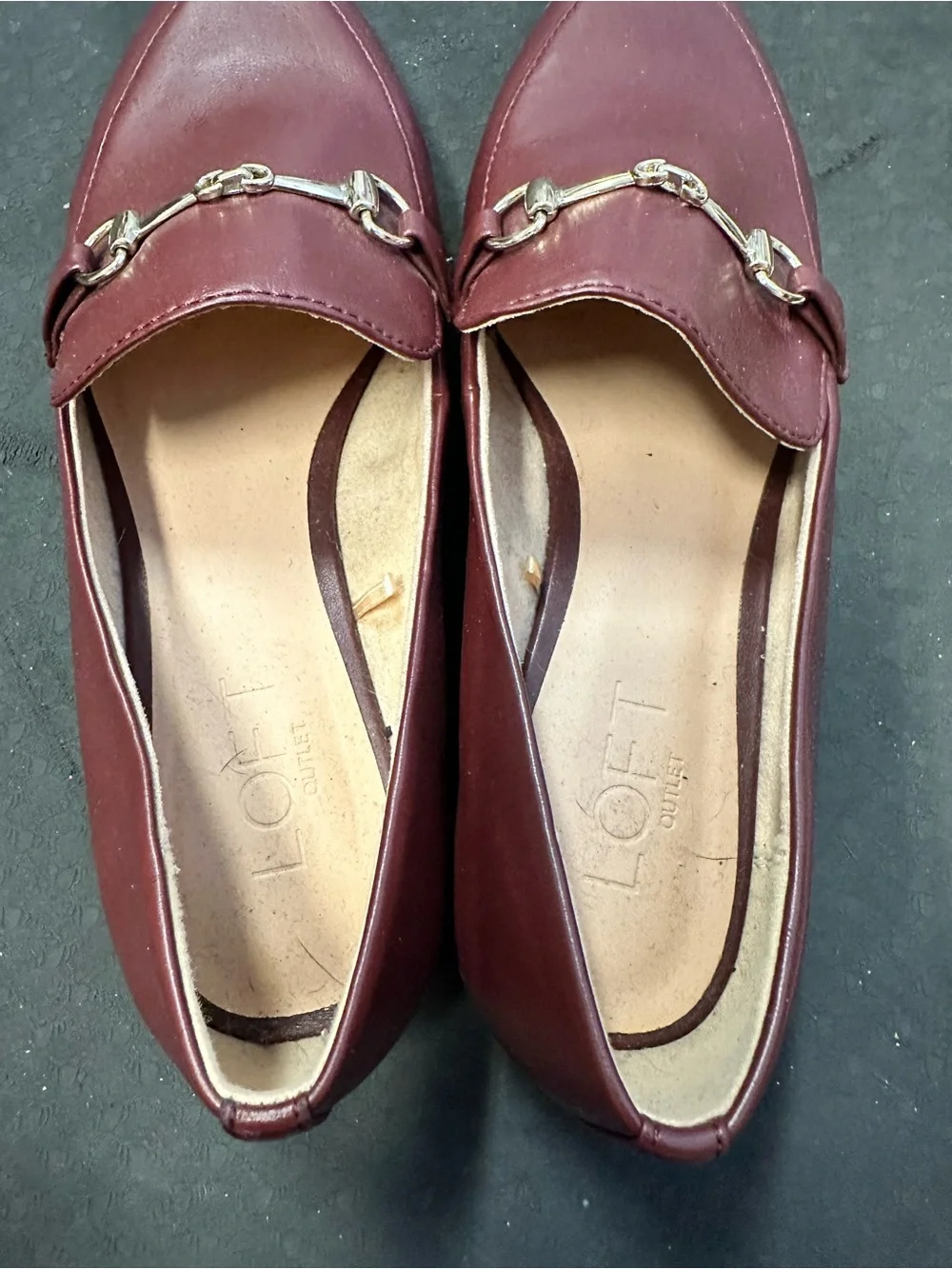 LOFT Women's Burgundy Leather Bit Loafers